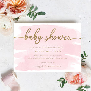 Aquarelle rose Baby shower or Invitation