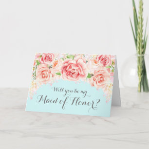 Aquarelle rose Bébé Bleu Maid of Honor Invitation