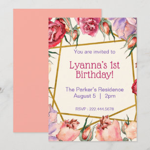 Aquarelle rose beige Rose Invitation d'anniversair