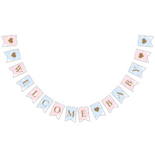 Aquarelle rose bleu Accueil Baby Bunting drapeaux