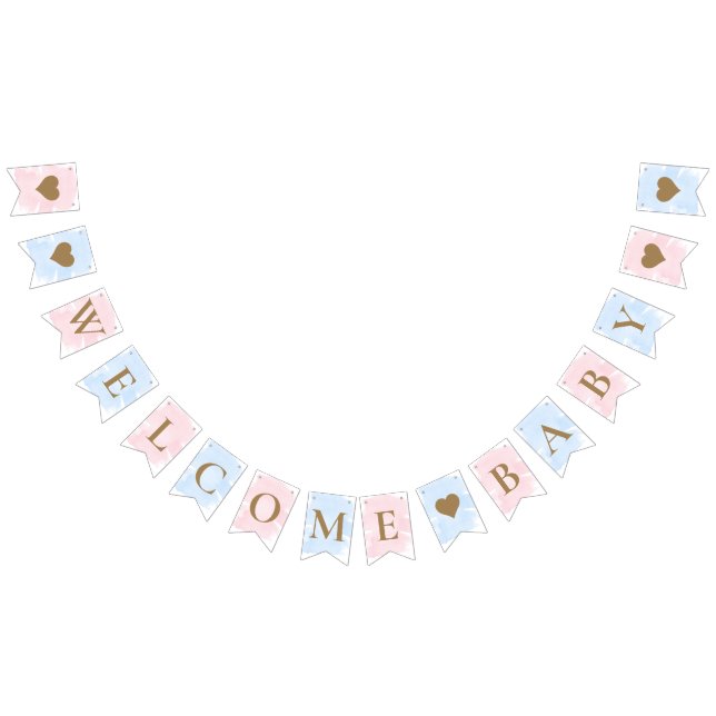 Aquarelle rose bleu Accueil Baby Bunting drapeaux (Tout)