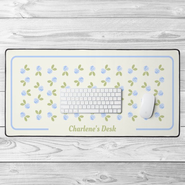 Aquarelle rose - Bleu d'Alicia (Alicia's Blue Watercolor Cottage Rose Garden - by OfficeAccessories)