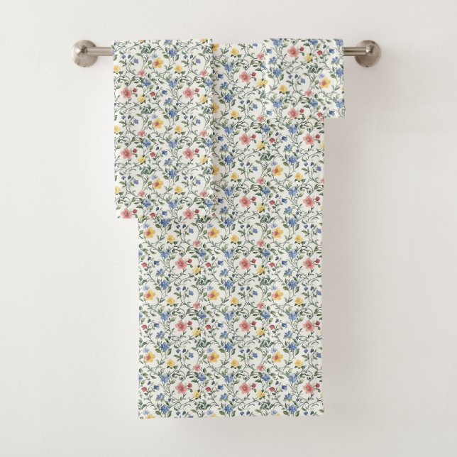 Aquarelle rose bleu jaune Cottagecore (En situation)