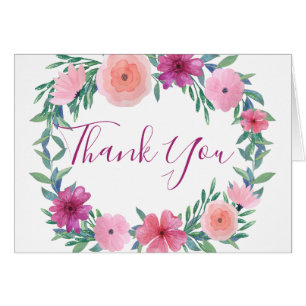 Aquarelle rose Carte de remerciements