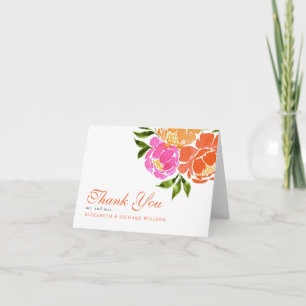 Aquarelle rose chaud Merci Floral orange