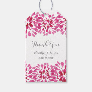 Aquarelle rose Chrysanthemum Étiquettes cadeaux