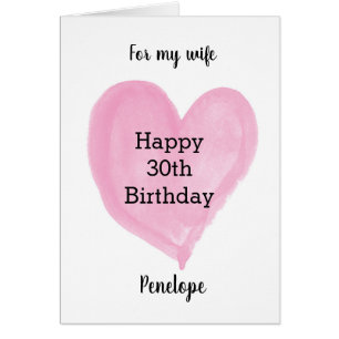 Aquarelle rose Coeur pour mon épouse Anniversaire