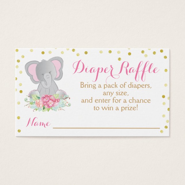Aquarelle rose Eléphant Baby shower Déchets Raffin (Devant)