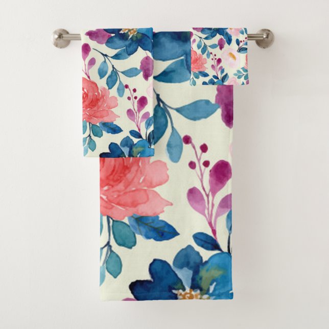 Aquarelle rose et bleu Floral (En situation)