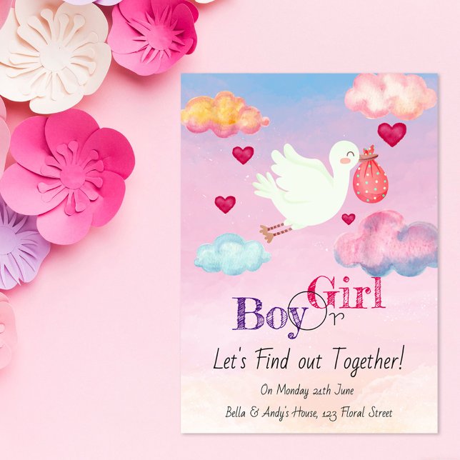 Aquarelle rose et bleu Genre Reveillez Invitation (Créateur téléchargé)