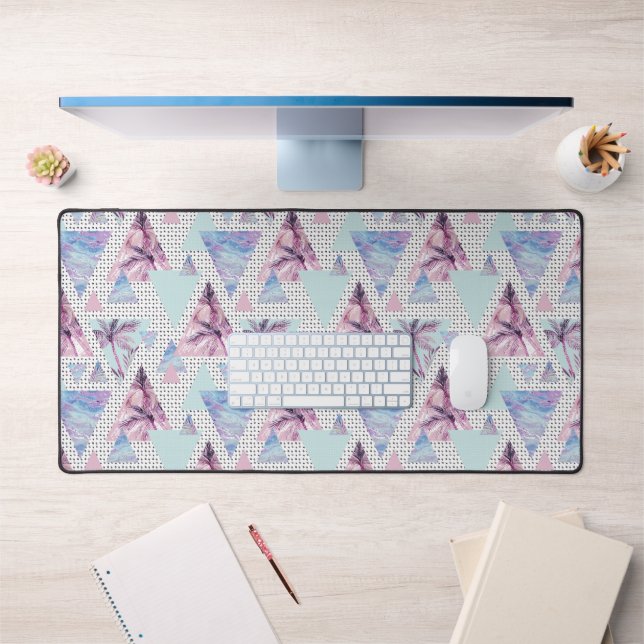Aquarelle rose et bleu Motif de palmier (Bureau 1)