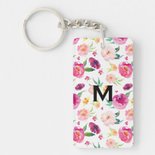 Aquarelle rose et bleu Motif Monogramme