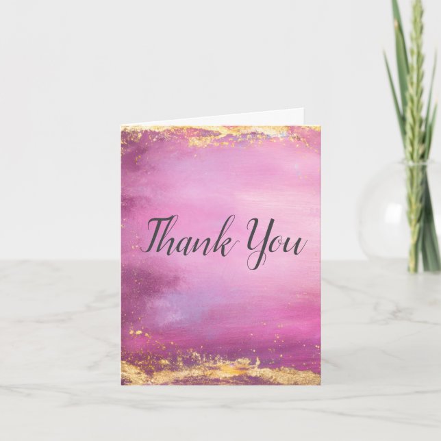 Aquarelle rose et Carte de remerciements de finiti (Devant)