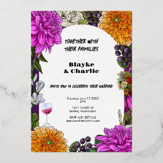 Aquarelle rose et orange Faire-part de mariage Flo