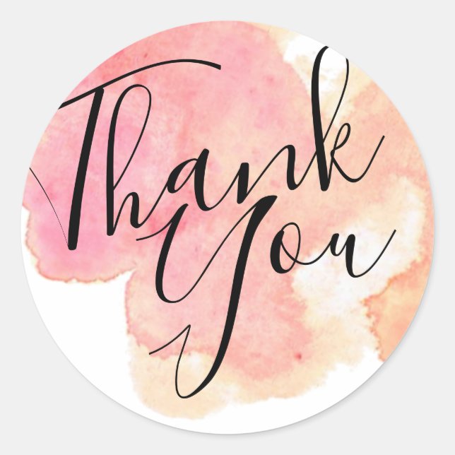 Aquarelle rose et orange merci stickers (Devant)