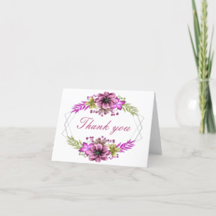 Aquarelle Rose Et Vert Carte de remerciements Flor