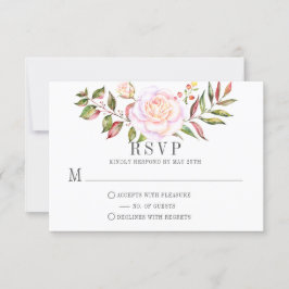Aquarelle rose et vert Roses floraux RSVP