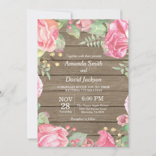 Aquarelle rose Faire-part de mariage russe