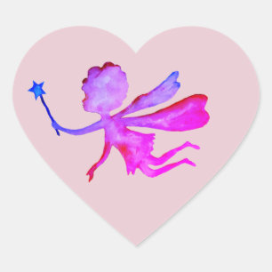 Aquarelle rose Fée Dessin Stickers Étoile