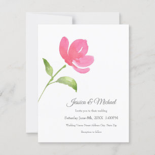 Aquarelle rose Fleur 3 Invitation