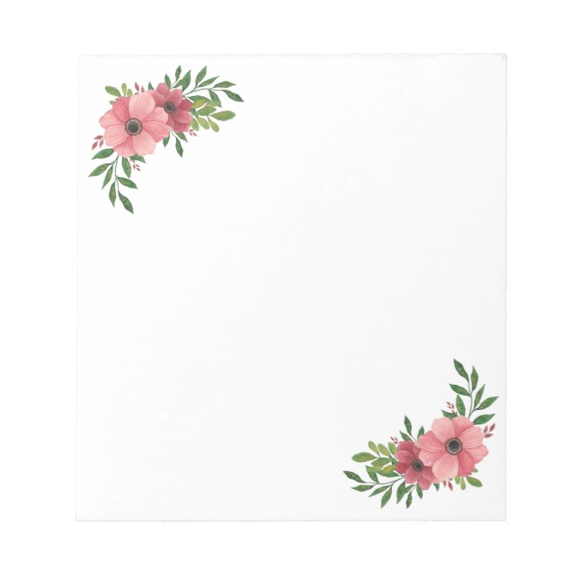 Aquarelle rose Fleur Design Bloc-notes (Devant)