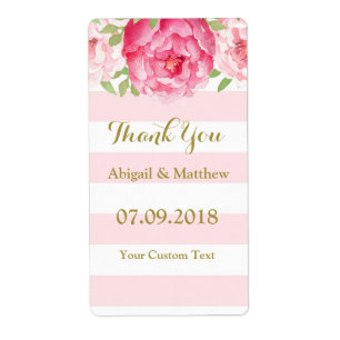 Aquarelle rose Fleur Monnaie Grandes Étiquettes de