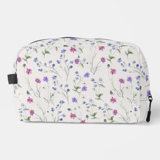 Aquarelle rose fleur sauvage sac cosmétique fleuri (Recto)