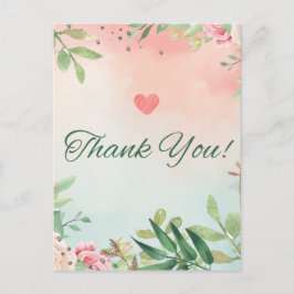 aquarelle rose fleurie roses carte de remerciement