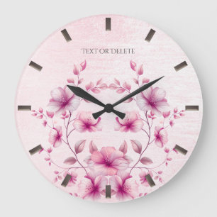 Aquarelle rose Fleurs Horloge murale