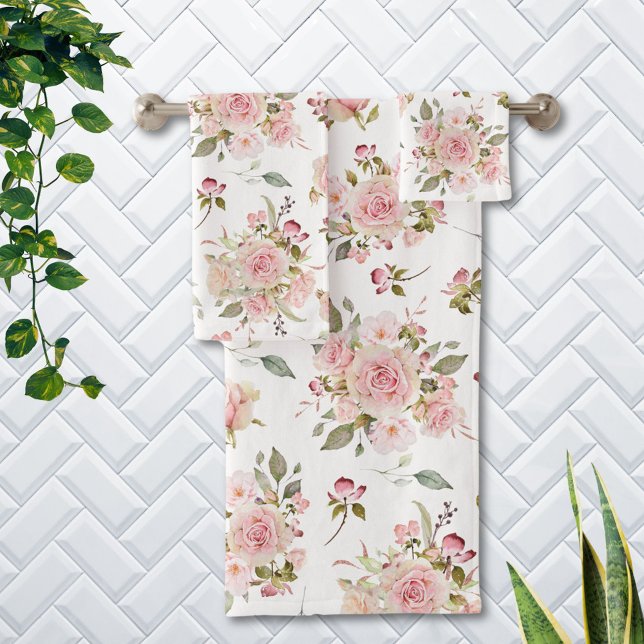 Aquarelle Rose Fleurs Motif Floral (In situ)