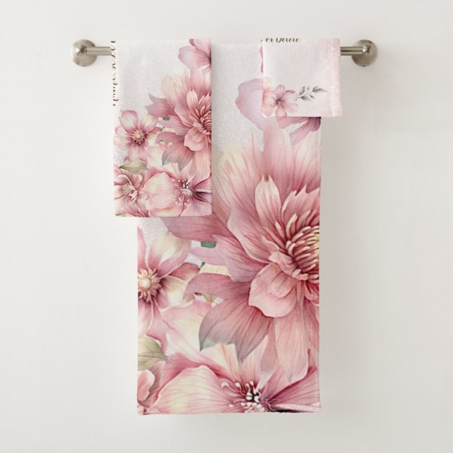 Aquarelle rose Fleurs Parties scintillant brillant (En situation)