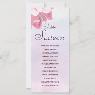 Aquarelle rose Floral 12 Noms Table Cartes de Plac
