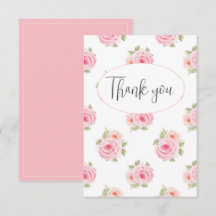 Aquarelle rose Floral Carte de remerciements plat