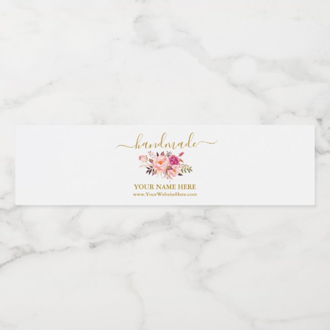 Aquarelle rose Floral Étiquette artisanal (Étiquettes simples)