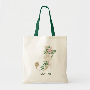 Aquarelle rose Floral lettre J Sac fourre-tout Mon