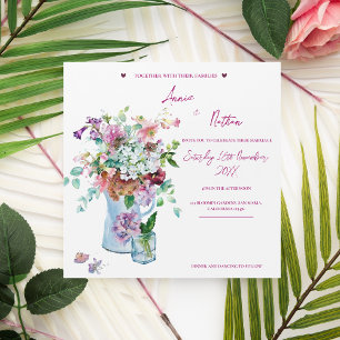 Aquarelle rose Floral Mariage Invitation par aiman