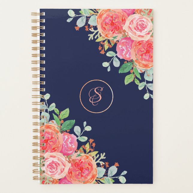 Aquarelle Rose Floral Marine Parties scintillant M (Devant)