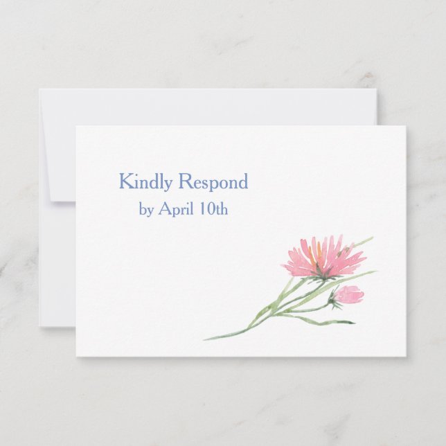 Aquarelle Rose Floral Wedding RSVP (Devant)