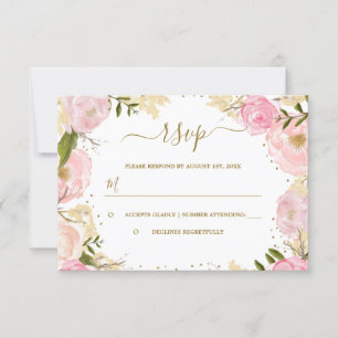 Aquarelle rose florale RSVP d'or rose