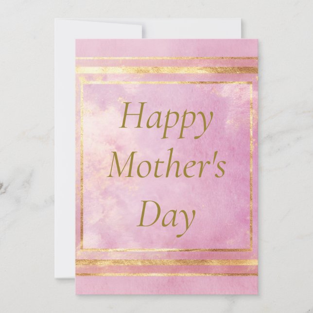 Aquarelle rose & Gold Foil Carte de fête des mères (Devant)