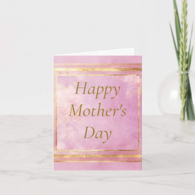 Aquarelle rose & Gold Foil Carte de fête des mères (Devant)