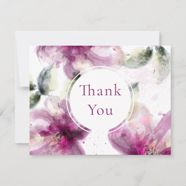 Aquarelle rose Lily Floral Merci d'affaires (Devant)