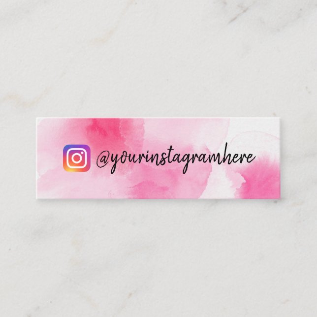 Aquarelle rose Médias sociaux Mini Carte de visite (Devant)