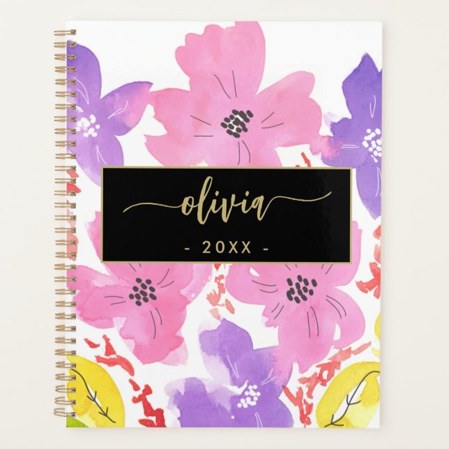 Aquarelle rose moderne chic Floral 2025 (Devant)
