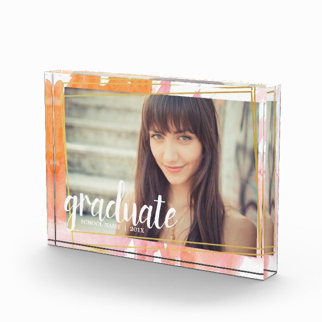 Aquarelle rose moderne Classe de bloc photo (Droite)