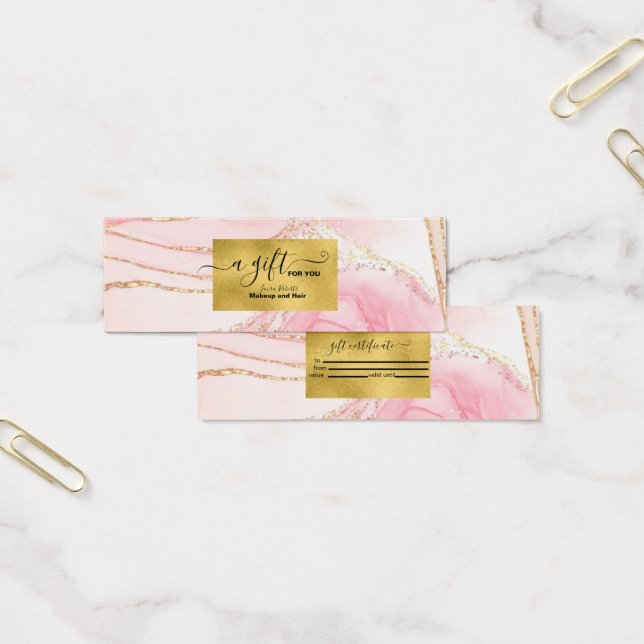 Aquarelle rose moderne et huile d'or (Bureau)