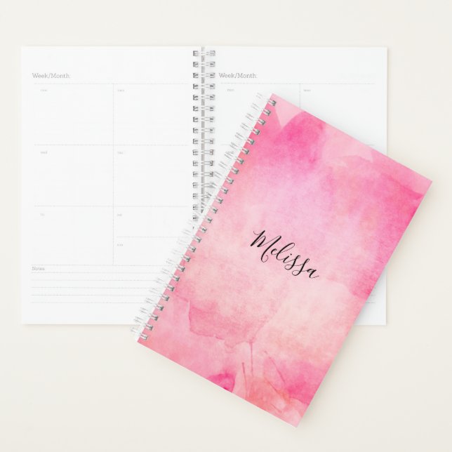 Aquarelle rose moderne fille | Ajouter un nom (Devant avec enveloppe)