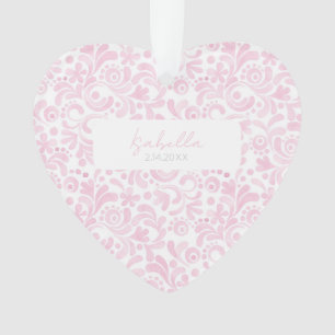 Aquarelle rose NOM DU Bébé DATE DE NAISSANCE Coeur