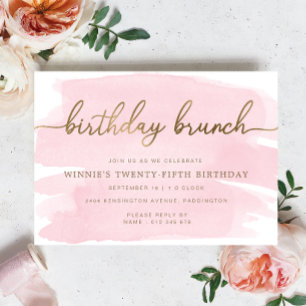 Aquarelle rose or Anniversaire Brunch Invitation