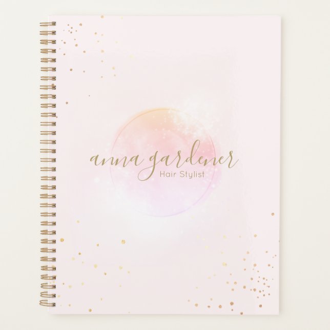 Aquarelle rose or artistique Beauté Salon Script (Devant)